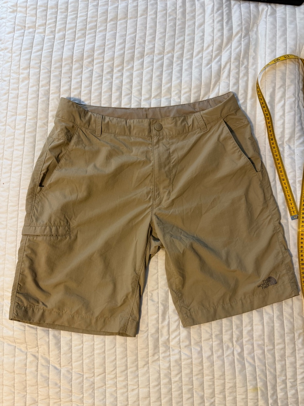 The North Face Beige Cargo Flat Front Men's Shorts Polyester Button Pockets O21